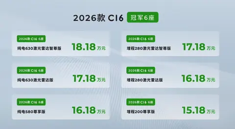 2026款零跑C16上市：15.18万起，激光雷达全系标配，5座版来了！